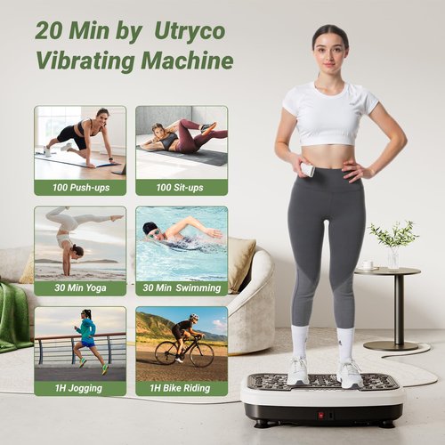 UTRYCO Whole Body Vibration Plate Exercise Machine Vibrating Plate Shaking with Weight 330lbs, Shake Plate Exercise Machine Power Plate Vibration Platform for Fitness Equipment Workout