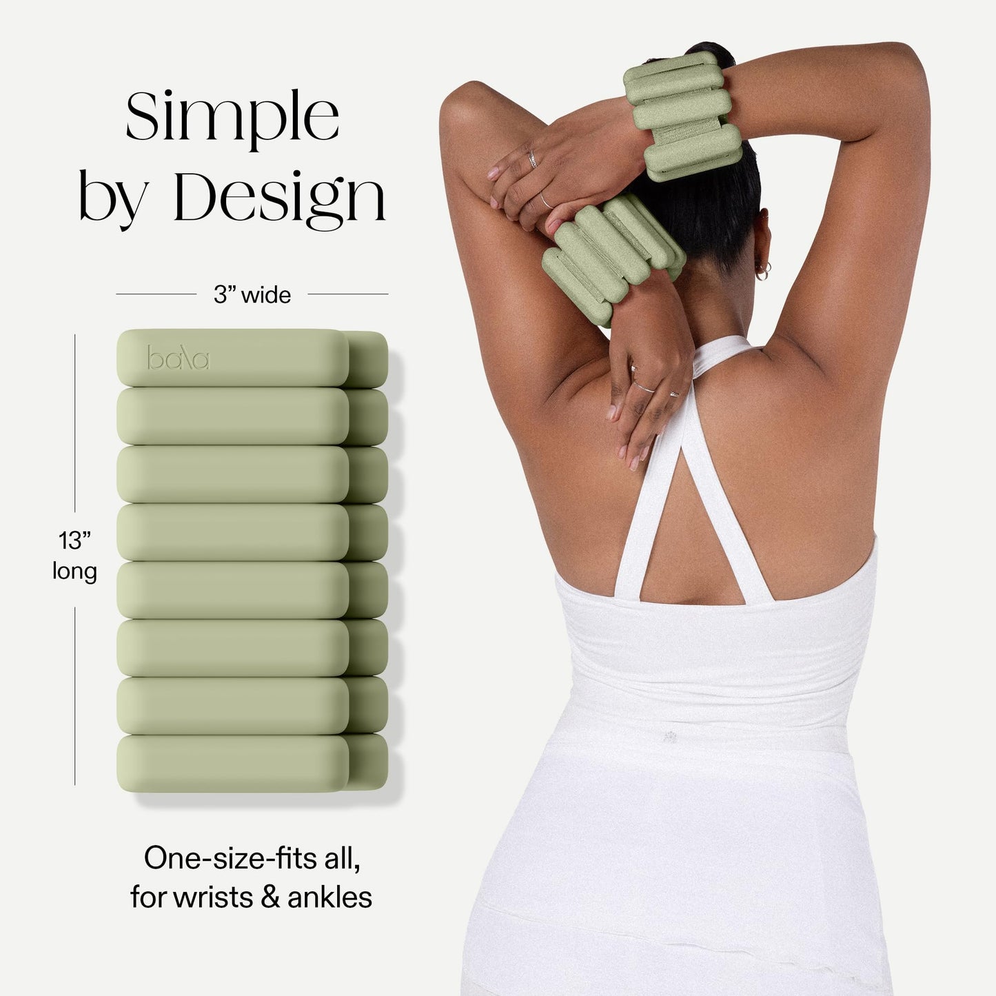 Bala Bangles Wrist & Ankle Weights for Women & Men - 2 lb Adjustable Weighted Bands - Soft Silicone Arm & Leg Weights for Pilates, Yoga, Walking, Barre, Home Workout & Strength Training Exercise