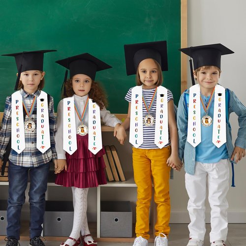 COCHIE Metal Preschool Graduation Medal with Graduation Honor Stole Sash, Grad Award Medals with Lightweight Neck Ribbon, Grad Gift Party Favor Supplies (Bear)