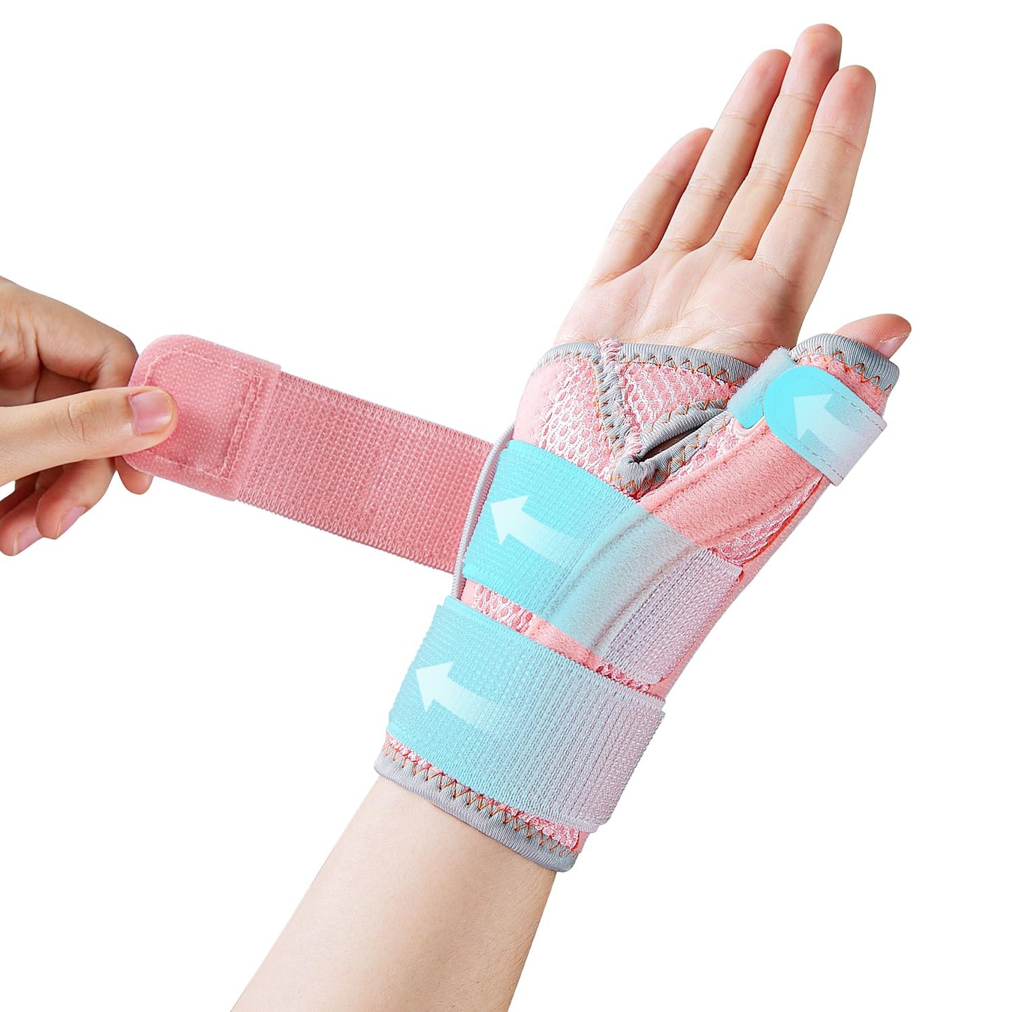 CURECARE Thumb Splint, Reversible Thumb Spica Splint Right& Left Hand, Pink