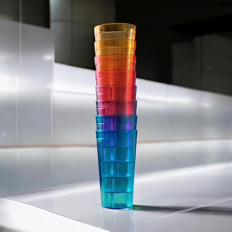 20 oz Plastic Tumbler Set - 24 Pack, BPA-Free, Shatterproof, Stackable Drinking Glasses