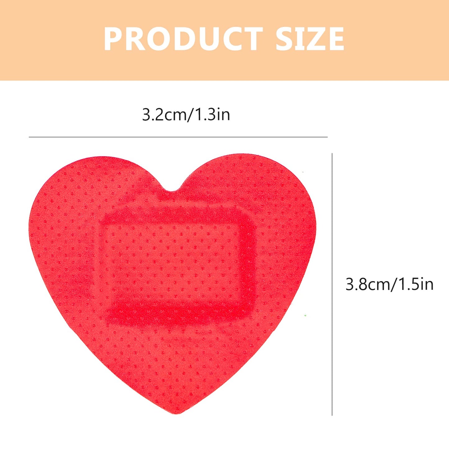 Healifty Heart-Shaped Breathable Wound Bandages 50 Pcs Waterproof Hemostatic Stickers for Kids and Adults Durable Adhesive Wound Care Patches 2.32 X 1.69 in