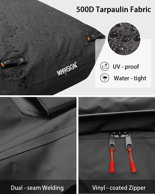 MARKSIGN Truck Bed Bag, 100% Waterproof Truck Cargo Bag Fits Any Truck Size with 4 Handles, Built-in 4 Ratchet Tie Down Straps, 26 Cubic Feet (51''x40''x22'')