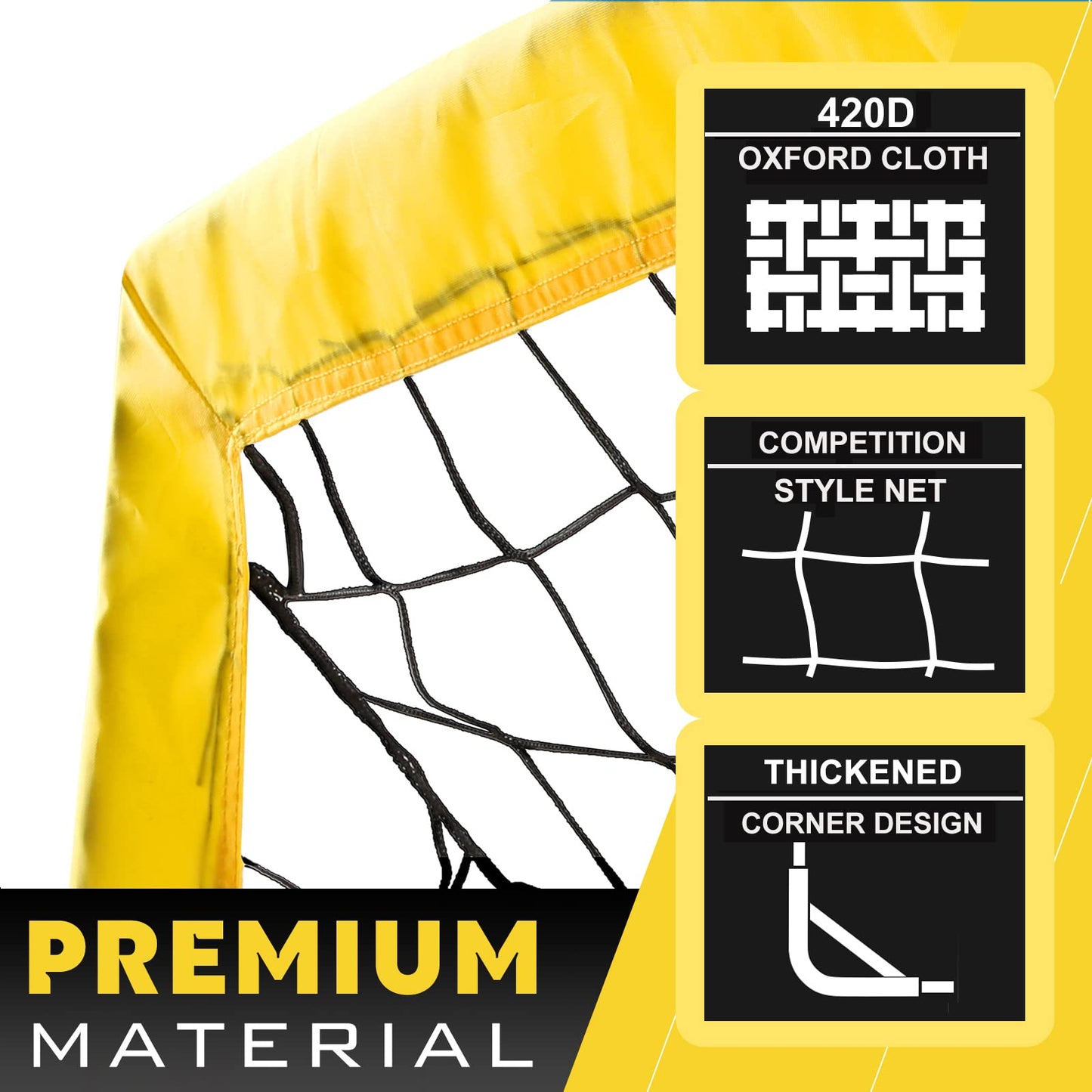 RUNBOW 6x4 ft Portable Kids Soccer Goal for Backyard Practice Soccer Net with Carry Bag (6x4 FT, 2 Pack, Yellow)