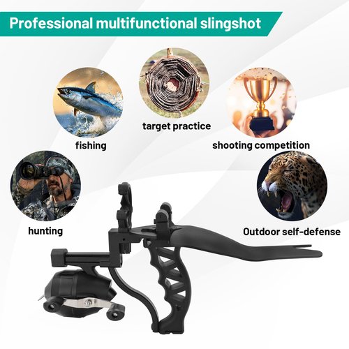 ZHUOCE Fishing Slingshot Kit with Reel Wrist Support Slingshot for Adult Archery Catapult with Arrows Fishing Darts and Rubber Bands Steel Smmo