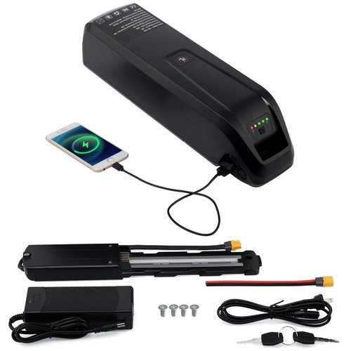 DaYaoEnne ‌36V/48V/52V Ebike Lithium-Ion Downtube Pack (10Ah/15Ah/20Ah) with Charger, LED & Anti-Theft Lock for 200-2000W Motors (‌36V10AH 5-Pin)