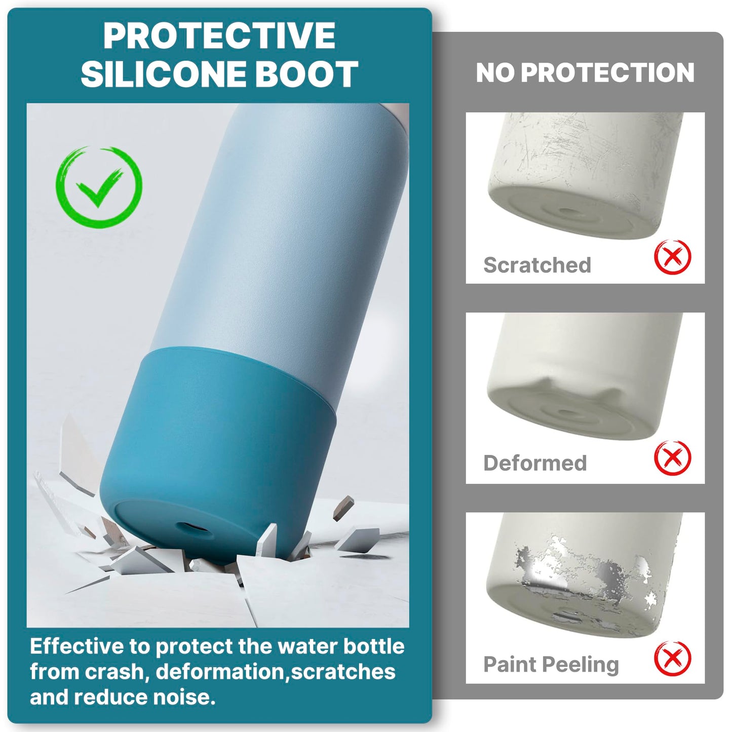 Diumepo Silicone Water Bottle Boot for Owala 32 oz, Anti-Slip Protective Sleeve for Owala Twist & FreeSip & Flip Stainless Steel Water Bottle, Boot Bottom Base for Owala (Denim Blue)