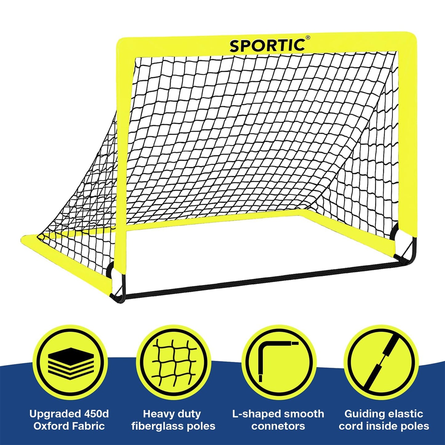 2 Pack 4' x 3' Soccer Goal Net Set, Pop Up Kids Practice Soccer Goals for Indoor and Outdoor.Portable Soccer Net with Carrying Bag & Ground Pegs, Perfect for Backyard, Field, Court (Yellow)