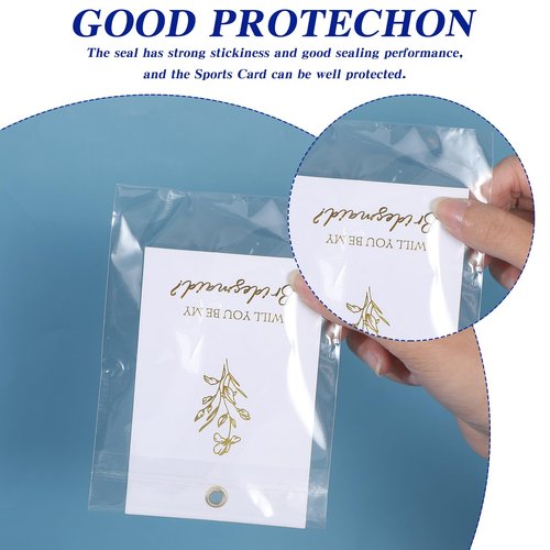 300Pcs Self Sealing BagsGraded Card Sleeves Resealable Team Bags Baseball Sports Holders Plastic Collectible Protection for Tradingcards Photos Bookmarks Jewelry Treats Beads Candy