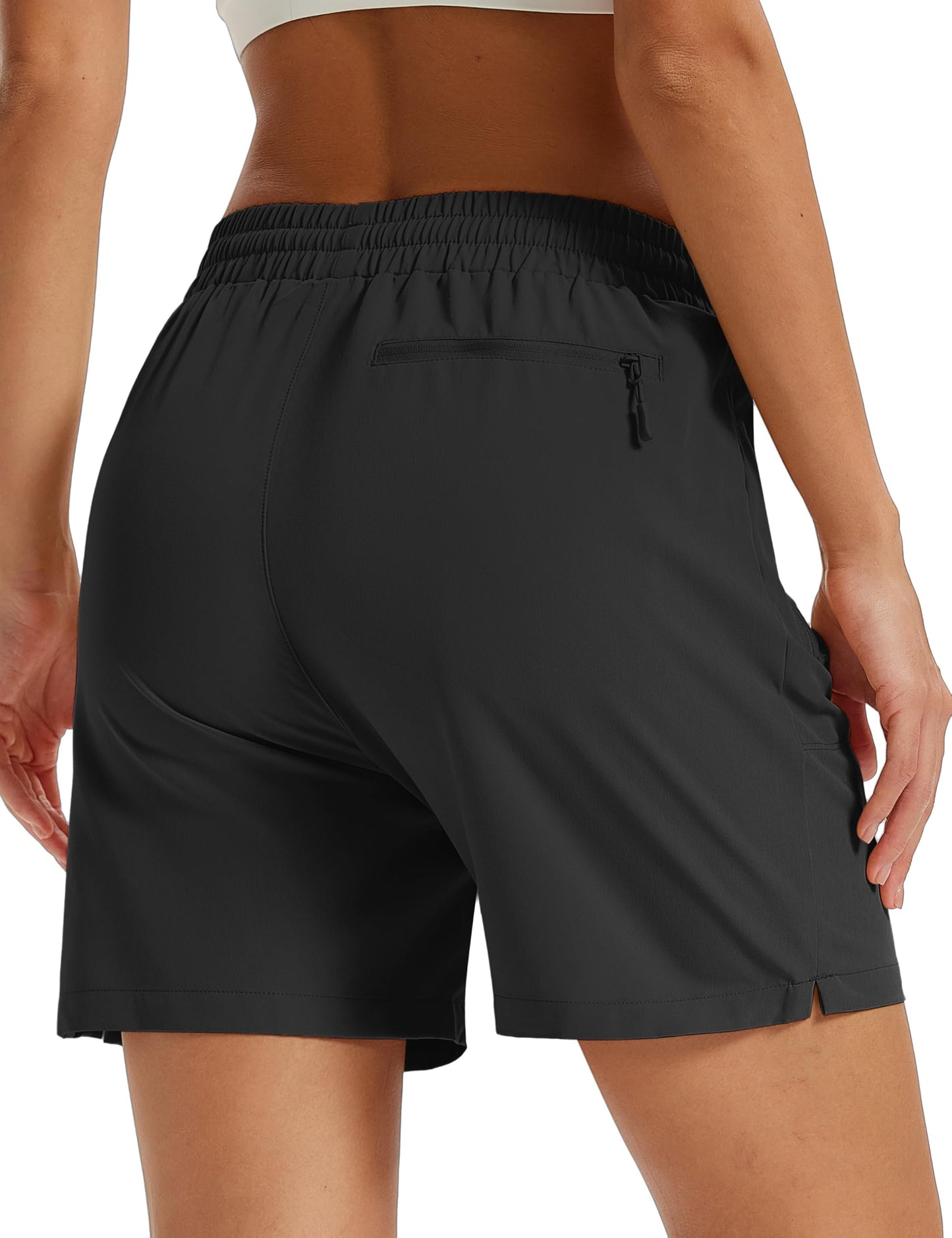 TACVASEN Athletic Shorts for Women Quick Dry Lightweight 5" Hiking Shorts with Pockets Golf Casual Workout UPF 50+ Water Resistant Summer Black L