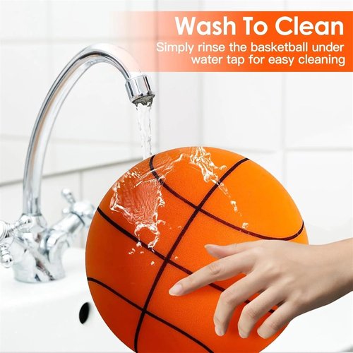 Silent Basketball and Hoop Set, Silent Basketball, 2025 Upgrade Quiet Foam Indoor Training Ball, No Noise with Wall Mount Hoop Silent Ball Professional Indoor Basketballs Frame (No.7-9.56in)