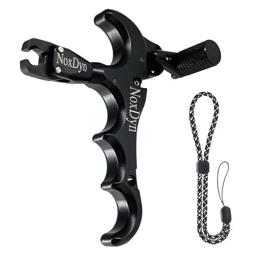 NoxDyn Bow Release with D Loop Rope, Archery Compound Bow Release 360° Rotatable Thumb Release for Archery Accessories (Black)