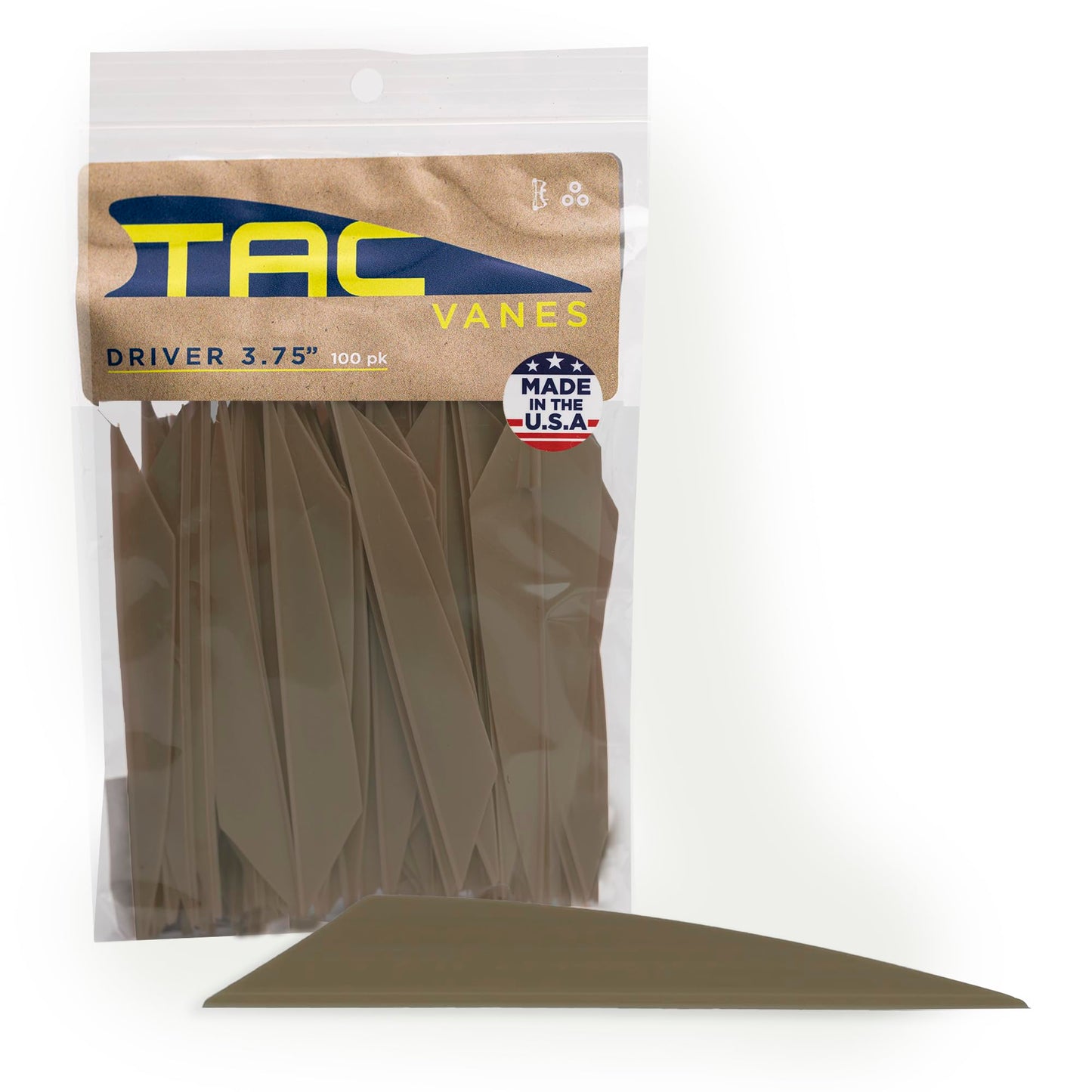 TAC Vanes 3.75" Driver Arrow Vanes | Archery Fletching for Compound & Crossbow | Durable, Lightweight, High Accuracy, OD Green 100 Pack