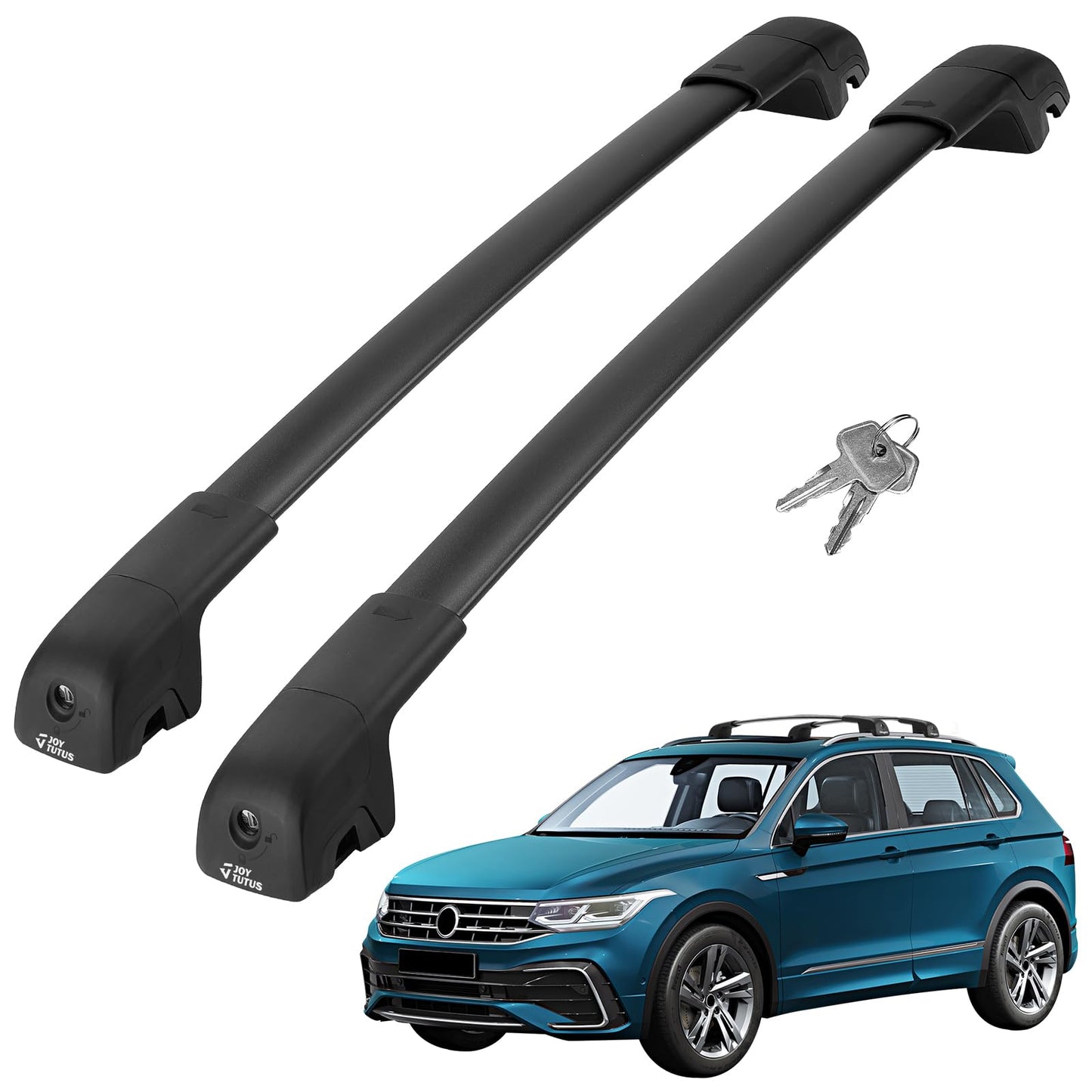 JOYTUTUS Lockable Roof Rack Cross Bars Compatible with Volkswagen VW Tiguan 2018-2026(Not for Limited) Taos 2022-2026, Heavy Duty Aluminum Anti-Theft Roof Rails Crossbars Luggage Racks