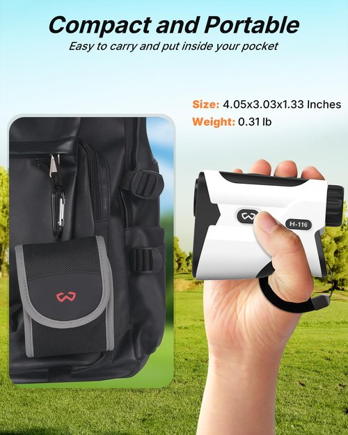 WOGREE Golf Rangefinder with Slope - 1200 Yards Laser Range Finder Golf Magnetic Strap, Flag Pole Locking Vibration, Strong Magnetic(1200 Yards)