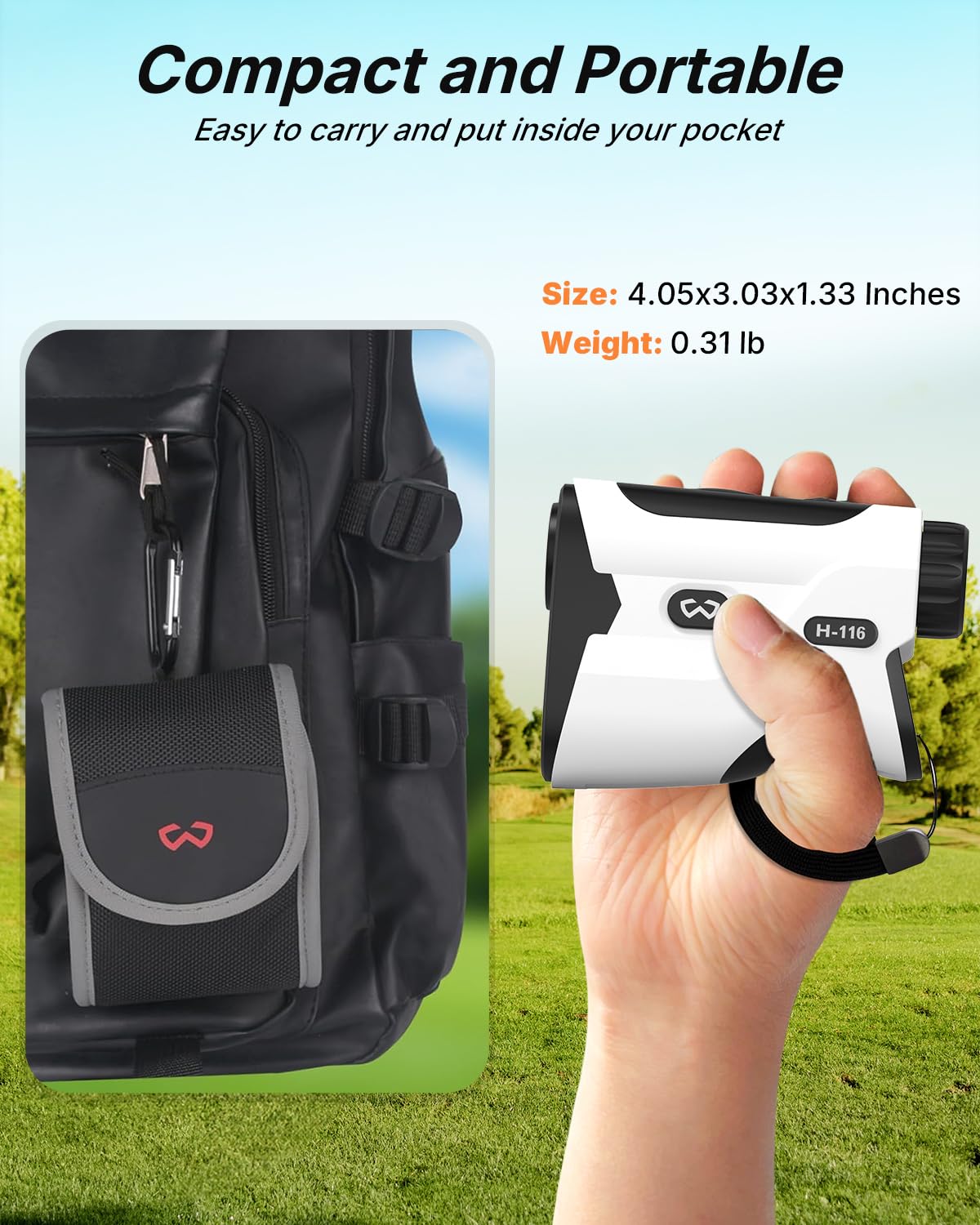 WOSPORTS Golf Rangefinder with Slope - 1200/1500 Yards Range Finder Golf with Magnetic Strap, Flag Pole Locking Vibration, 6X Magnification