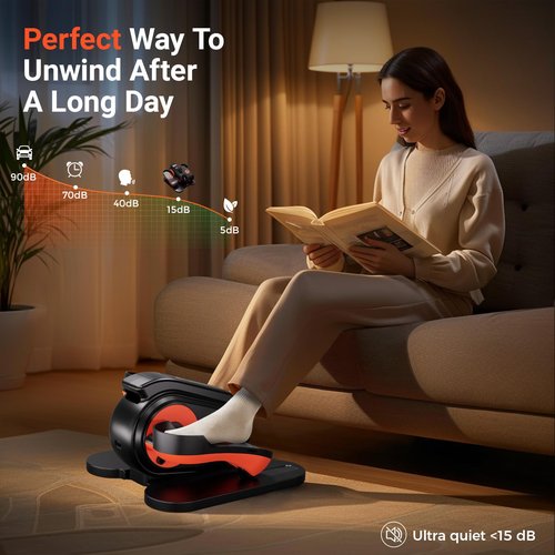 GORISE Under Desk Elliptical Machine, Portable Ellipse Leg Exerciser as Seen on Tv for Seniors, Fully Assembled Seated Pedal Exerciser with Remote, Manual & Auto Mode for Home Office (Orange)