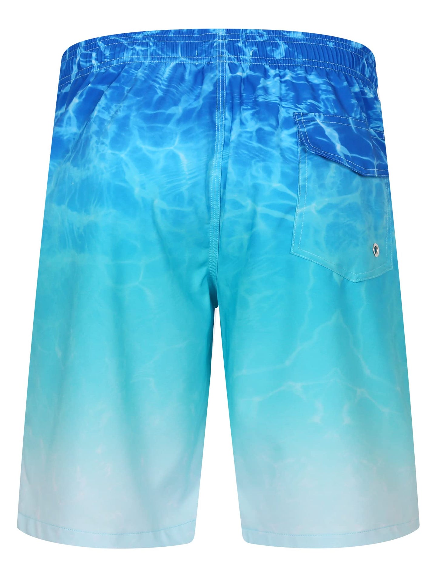 ELETOP Men's Swim Trunks Quick Dry Bathing Suit Swimming Board Shorts Mesh Lining Beach Swimwear Ripple Gradient Blue XXL