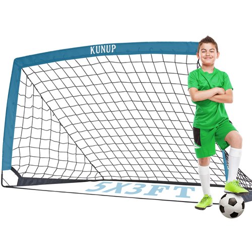 Kids Soccer Goal for Backyard, 5×3FT Easy Foldable Soccer Practice Net with Portable Carrying Bags for Toddler Youth Adult Soccer Training Equipment Outdoor Sports Game