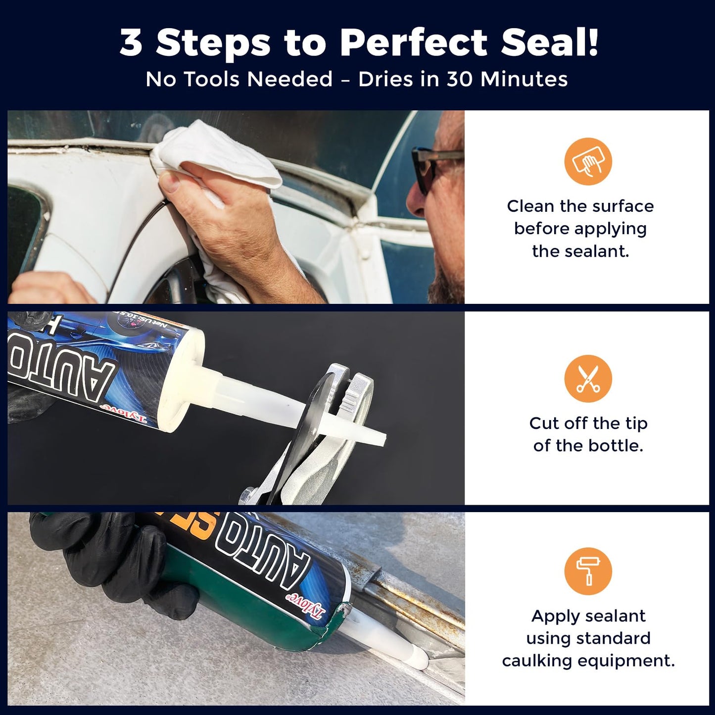 [Black] Seam Sealer Automotive-Professional Grade High Strength Waterproof Automotive Adhesive for Auto Body Repair, Rust & Leak Prevention-Quick Paintable Sealant for Metal, Plastic -10.5Oz Tube