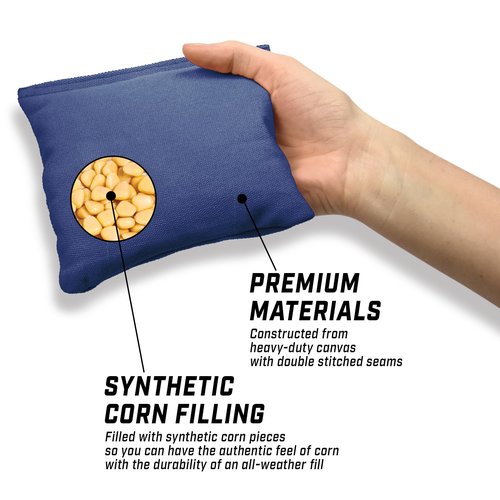 GoSports Cornhole Bean Bags Set of 4 - Regulation All Weather - Navy