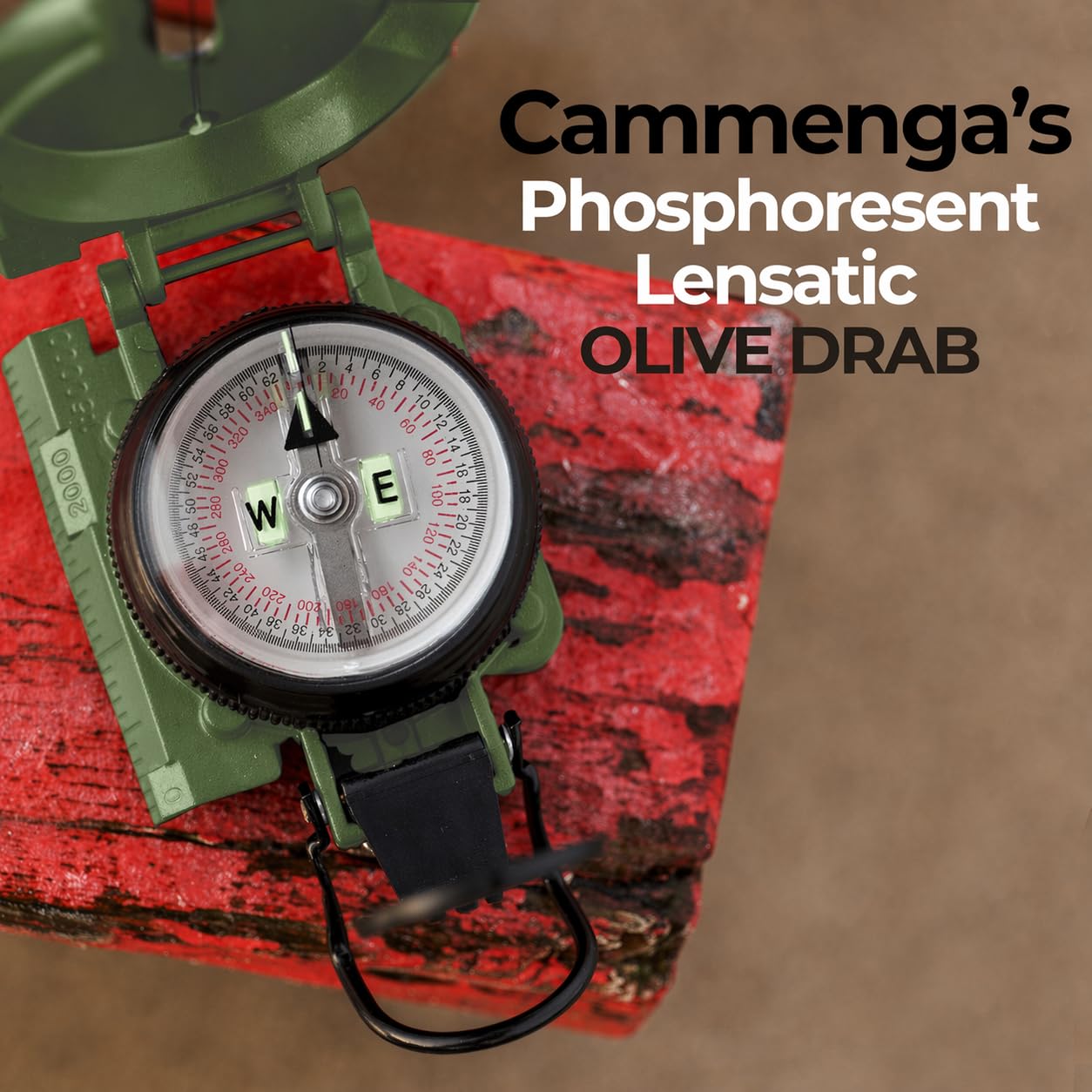 Cammenga Compass Military Grade Phosphorescent - Lensatic Compass Shock, Sand, and Waterproof, Tactical, Navigation - Made in The USA