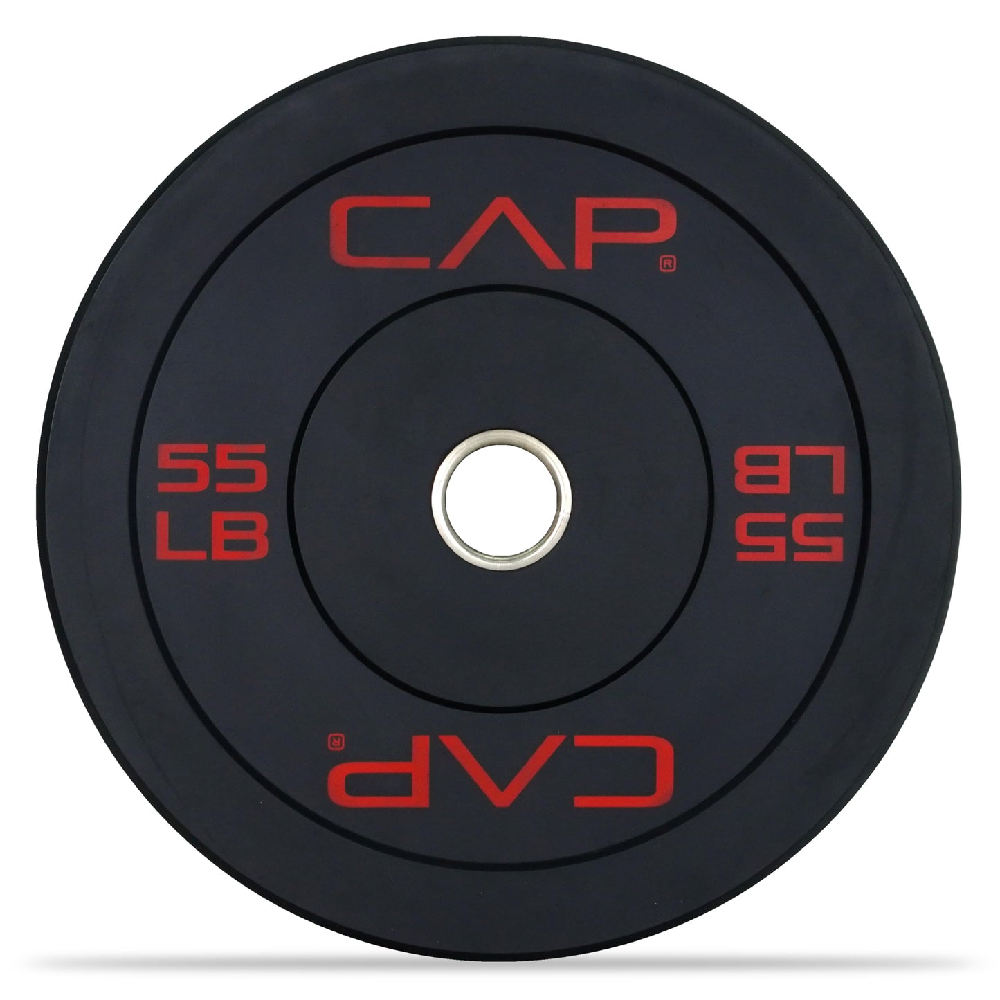 CAP Economy 55 lb Single Olympic Bumper Plate, Medium Bounce Rubber Weight Plate with Steel Hub, 2-Inch Olympic Barbell Compatible for Strength Training, Weightlifting & Home Gym Workouts
