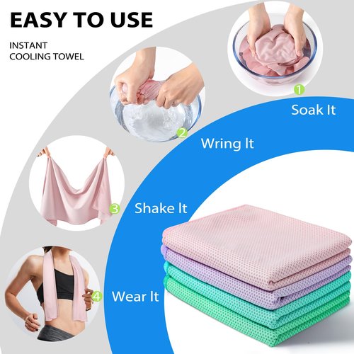 Cooling Towels - 4 Pack Gym Towels, Gym Towels for Working Out, Yoga Towel, Quick Dry Towel for Running, Camping, Fitness & More Activities