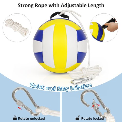 Whiidoom Tetherball Set with Ball and Rope, Adjustable Tether Balls and Rope Set with Pole, Tether Ball for Outdoor Playground, Backyard, Outdoor Games for Adults & Kids