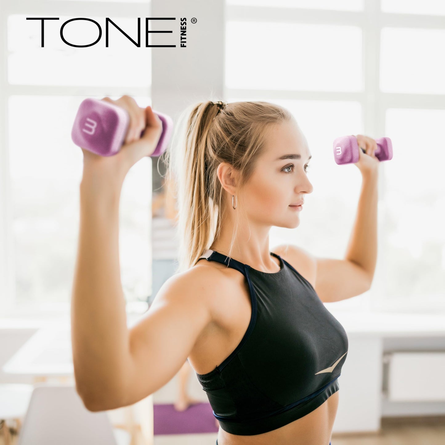 Tone Fitness 20 lb Neoprene Dumbbell Pair for Home Workouts – Non-Slip Design - Blue