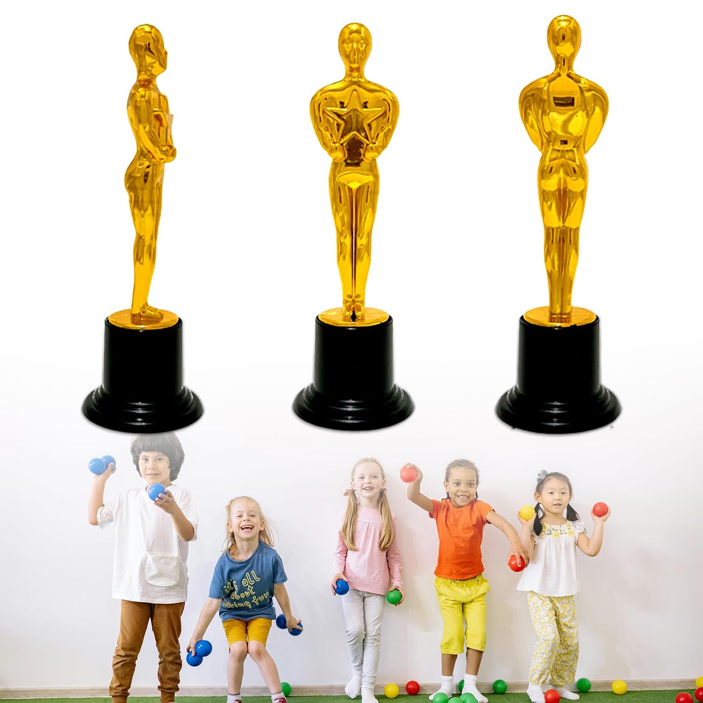 inheming 8 PCS Golden Award Trophies, 6 inch Small Gold Statues Trophies, Winner Trophy for Birthday Parties, Celebrations, Anniversaries, Giveaways, Sports Awards, Competition