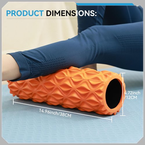 Zmarthumb Foam Roller - 15 inch Deep Tissue Massager for Muscle Massage, Myofascial Trigger Point Release, Exercise, Yoga, Pilates & Stretching(Orange)