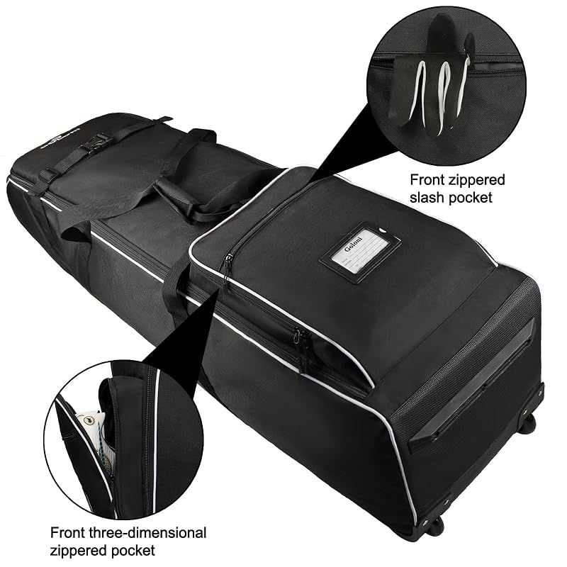 Golf Travel Bag with Wheels - Heavy Duty, Water Resistant Airline Case (Dark Black)
