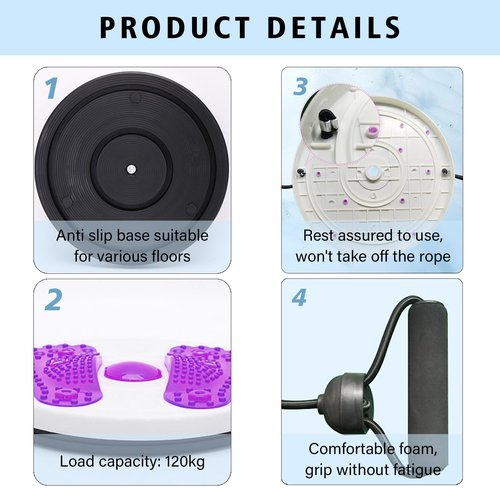 Waist Twisting Machine,Upgraded Adjustable Ab Twister Board with Handles And Leather Tape Measure Waist Slimming Balance Rotating Disc with Massage Foot Sole for Slimming Waist Arms Hips and Thighs