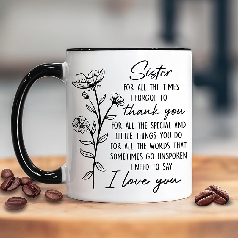 Sister Coffee Mug 11 oz – Gift Set with Keychain – From Sister Variation: Sister