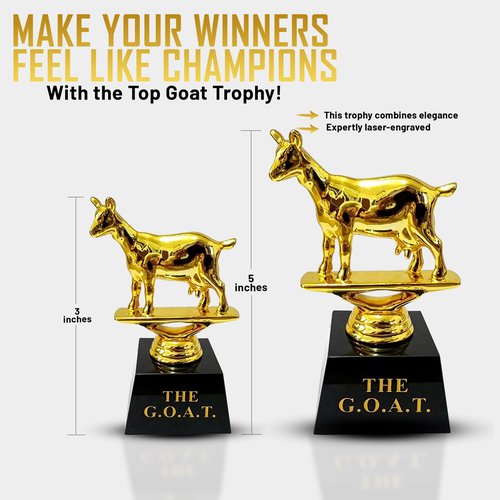 Vaulted Skulls & Co Goat Trophy | Greatest of All Time Trophy (G.O.A.T) | G.O.A.T Trophy | Sports Team Trophies | Funny Office Trophy | Gold/Black | 3"