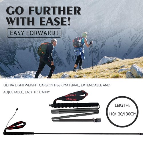 Carbon Fiber Trekking Poles - 2 Pack Ultralight Foldable Walking Sticks for Hiking, Camping & Mountaineering | Anti-Shock Ergonomic Hiking Poles with Cork Grips for Men & Women (110CM)
