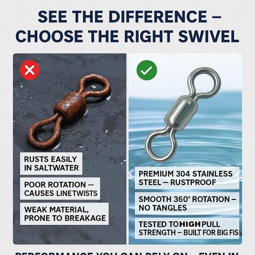 QHDJIANHUI 100 pcs Fishing Swivels, 100% 304 Stainless Steel Barrel Swivel Corrosion Resistance Power Crane Swivels Saltwater and Freshwater Fishing Line Lure Leader Connector (8# 0.39"/ 80LB)