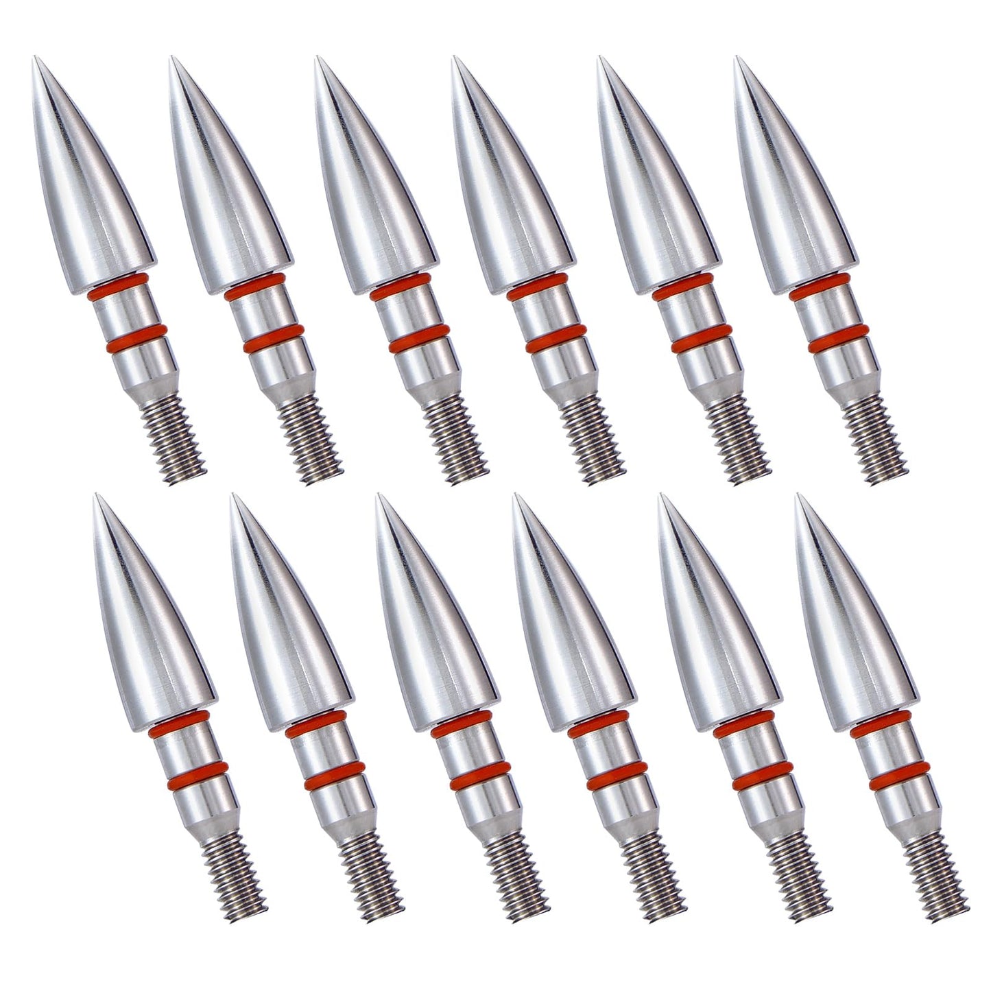 JGSDD 12pcs Archery Field Points, 100/125/150/300 Grain Field Points, Screw-in Archery Field Broadheads for Recurve, Compound Bow Crossbow, Archery Target Crossbow Practice Tip (9/32-100grain)