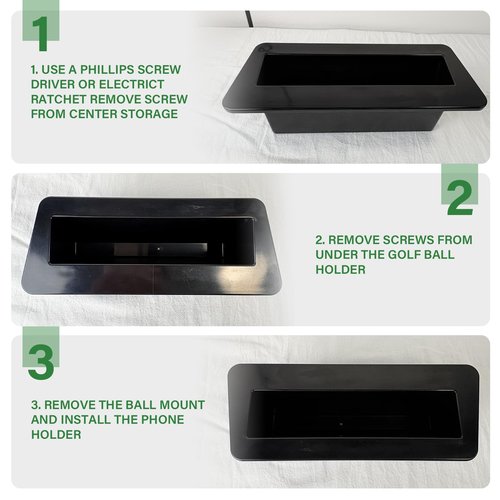 XINSTCO ABS Golf Cart Phone & Wallet Holder with Drain Hole, Golf Ball Holder for Evolution D5 Maverick and Ranger Models, Evolution Golf Cart Accessories, Black