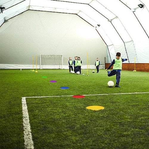 BQWanFA 9 Inch Non Slip Rubber Agility Markers,Flat Field Cones Floor Dots for Soccer Basketball Sports Speed Agility Training and Drills(5Pcs,with Net Bag)