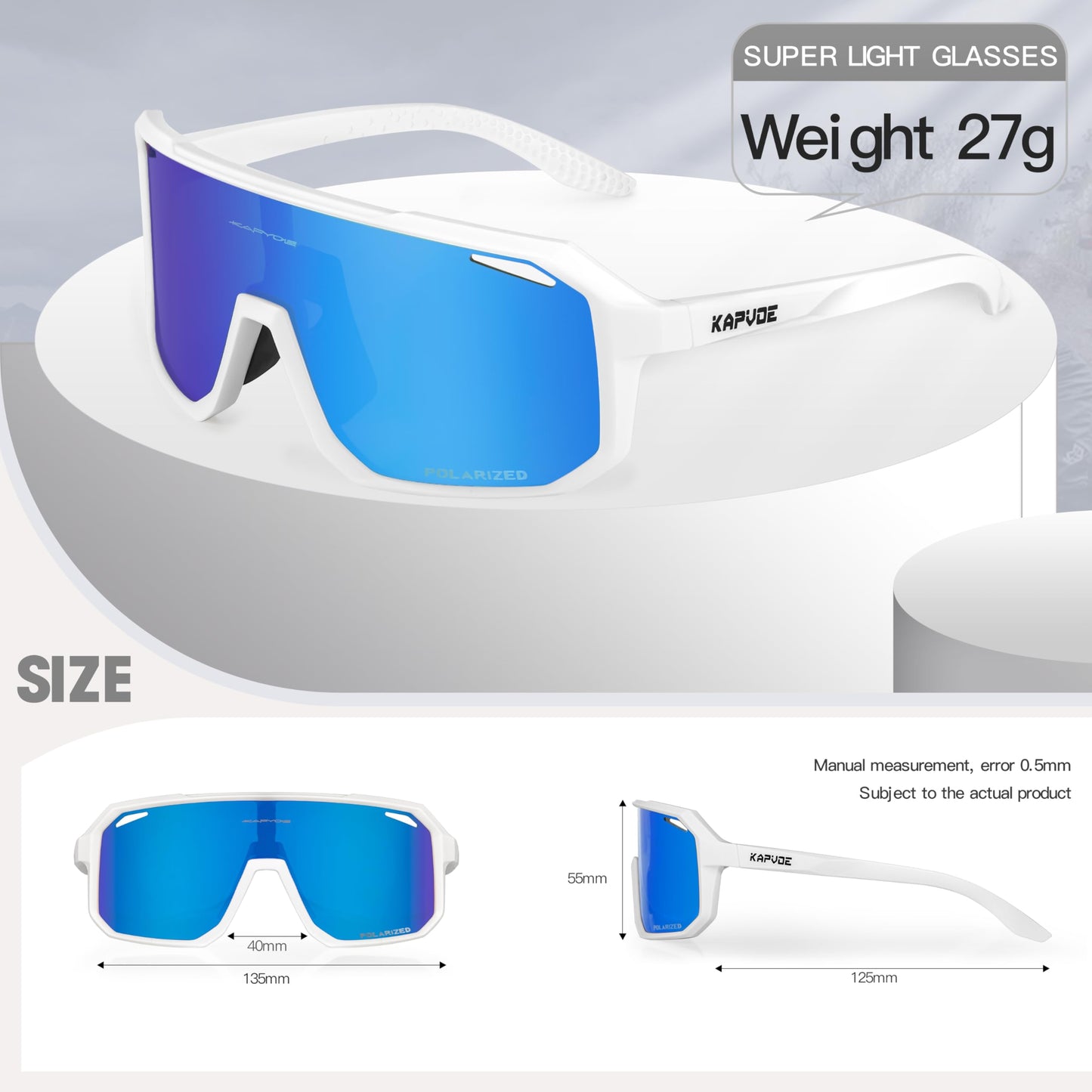 KAPVOE Polarized Cycling Glasses Sports Sunglasses, UV400 Running Fishing Baseball Glasses for Men Women K62