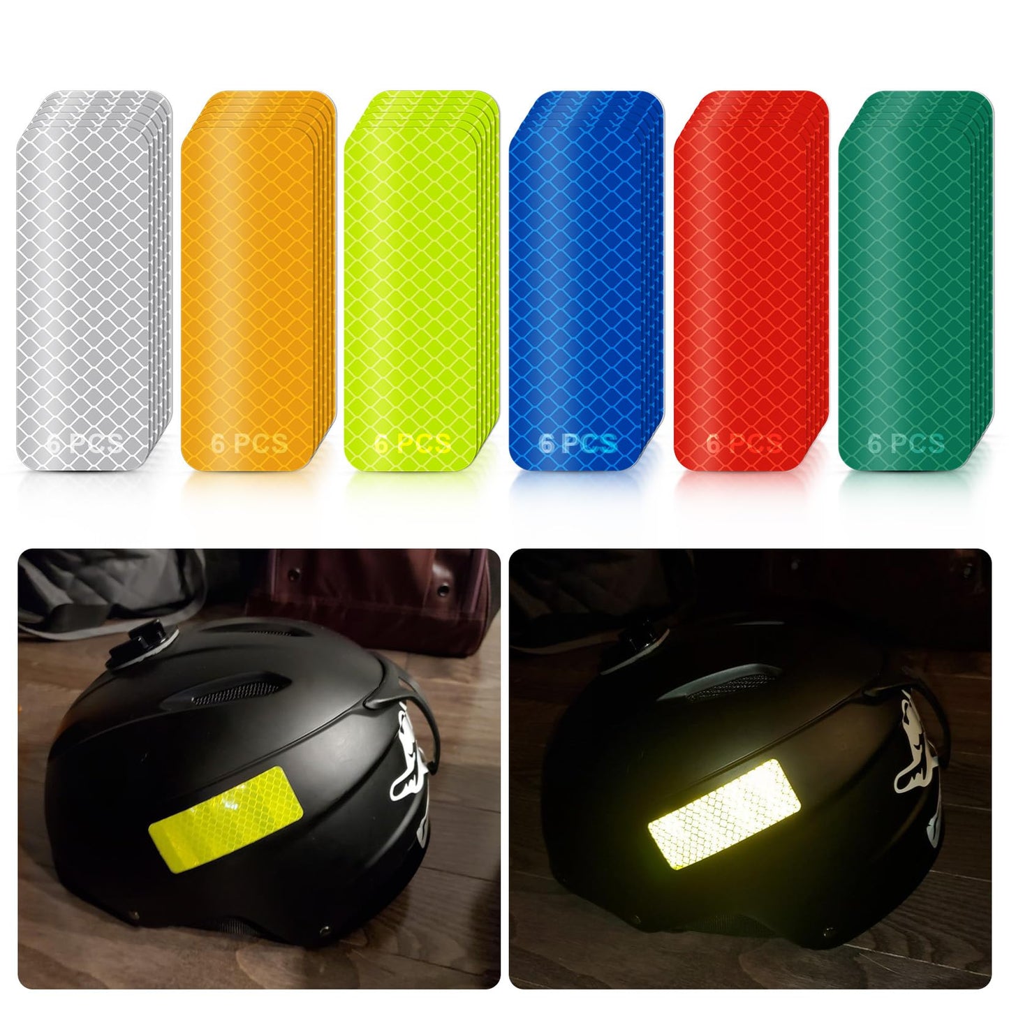 PSLER Reflective Stickers, 36 PCS High Visibility Reflective Tape Waterproof Reflective Strips Bulk Safety Reflective Tape for Car Motorcycle Bike Trailer Helmet Mailbox Bag, 6 Colors