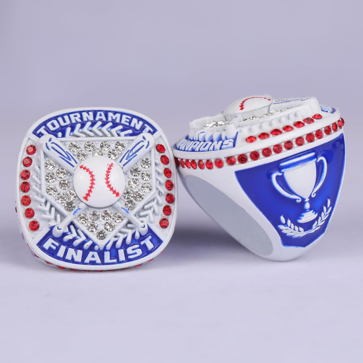 12 pcs Pack Baseball Tournament Options Championship Ring Trophy on Side Size 9