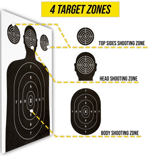 50 Pack Paper Shooting Target for Gun Range, Target Practice- (Industry Standard Size 17 X 25 inch) Silhouette Paper for Handguns, Rifles, Pistols, Airguns, BB Gun, Pellet Gun, Crossbow, Arrow