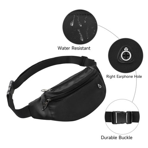 Frenou Fanny Pack For Women And Man Crossbody Bag Cross body Bag With Adjustable Strap For Travel Running Hiking Walking Workout Black