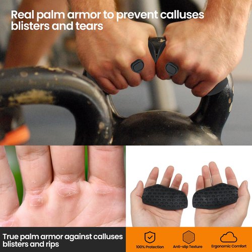 Upgraded Silicone Palm Protectors for Weightlifting & Gym - Breathable Anti-Slip Grip Pads for Deadlifts/Pull-Ups, Callus Prevention Hand Guards for Men Women, Ergonomic Workout Accessories