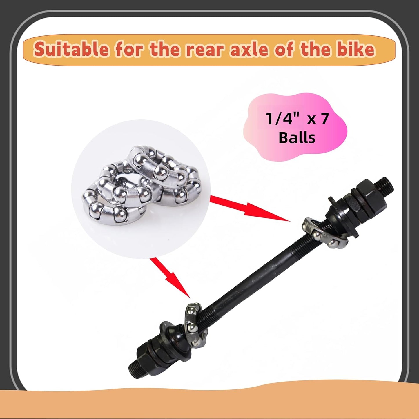 10 PCS Bike Ball Bearings Fit for Front and Rear Hub Wheel,Bearing's OD=1",ID=0.55",Ball Bearing Fixed Cage for Bicycles,1/4”×7 Balls (10)