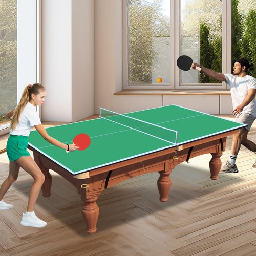 AOKUNG Ping Pong Table Top, 7×4FT Mid-Size Foldable Ping Pong Table Topper for Pool Table, Indoor Table Tennis Conversion Top w/Net & Premium Foam Padding, Lightweight and Portable-Green