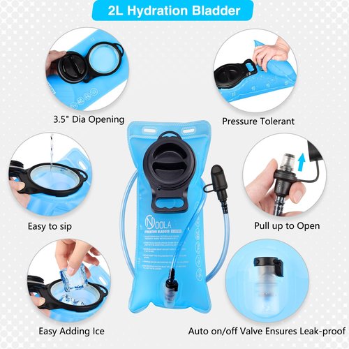 NOOLA Rave Hydration Backpack, Water Backpack with 2L Water Bladder, Festival Essential Accessories for Women Men, Hydropack Hydrobag for Festival Gear, Hiking, Running, Biking, Blue